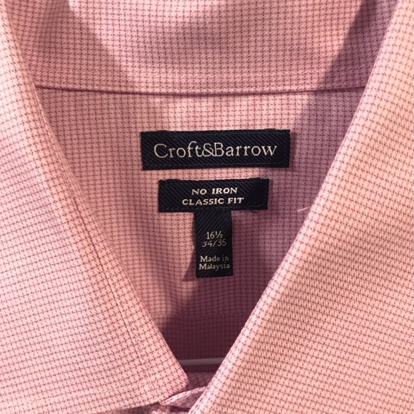 Croft&barrow Classic Fit Pink Long Sleeve Shirt. 16 1/2 Size 34/35 Very Nice. - Picture 2 of 3